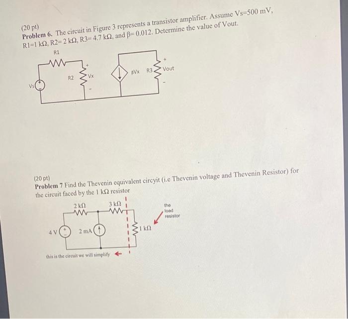Solved (20 pt) Problem 6. The circuit in Figure 3 represents | Chegg.com