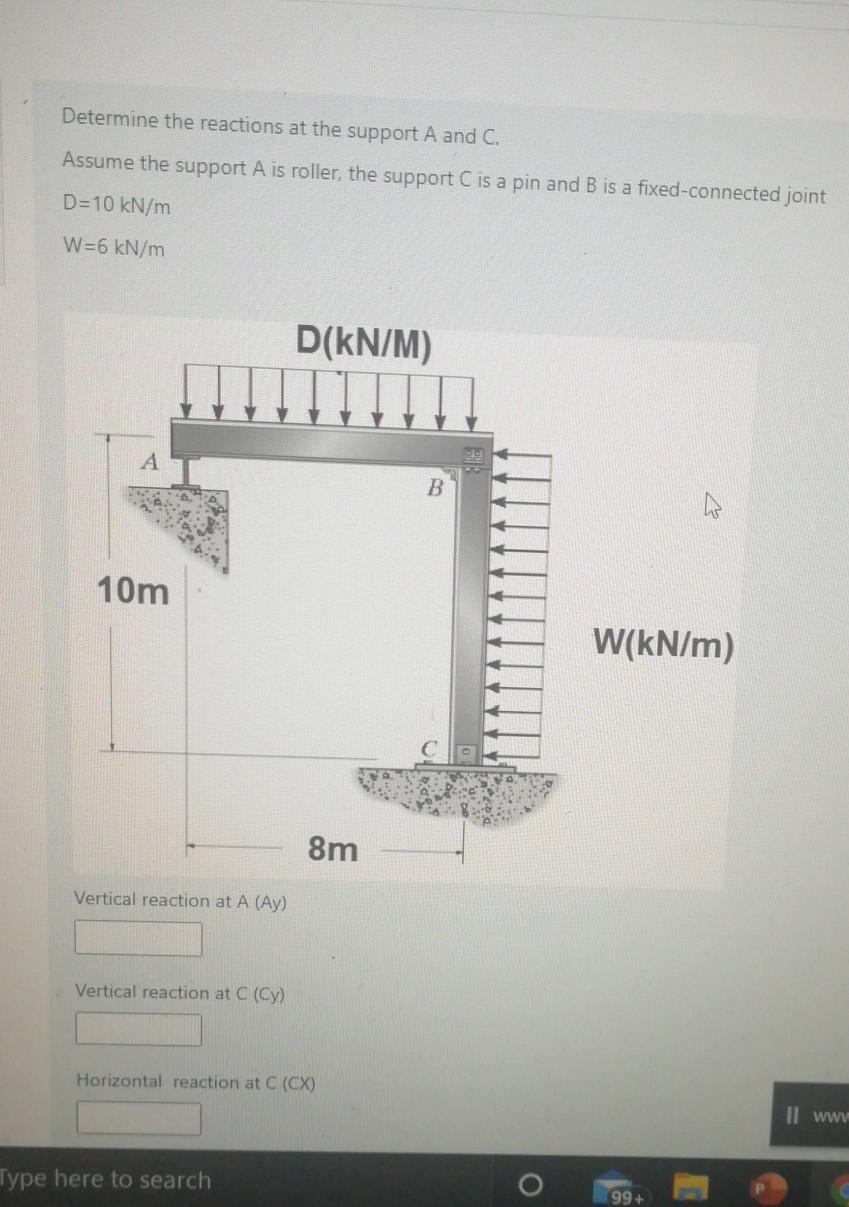 Solved Determine The Reactions At The Support A And C. | Chegg.com