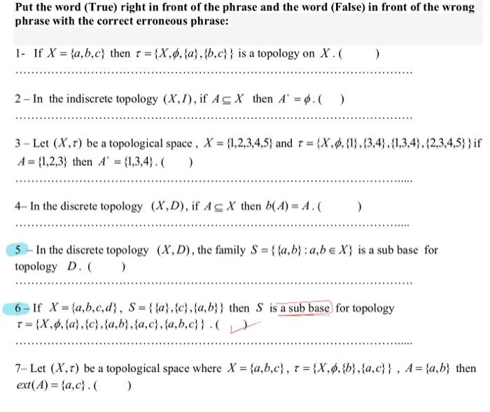 Solved Questions In Topology, Please Solve Them Completely, | Chegg.com