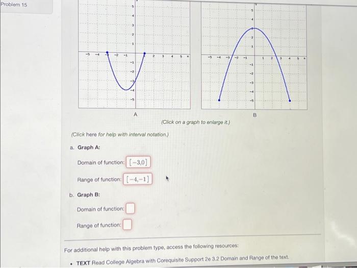 Solved Problem 15 B. Graph B: -2 (Click Here For Help With | Chegg.com