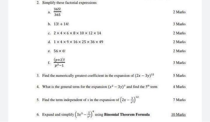 Solved 2. Simplify these factorial expressions 365! 365 a. 2 | Chegg.com