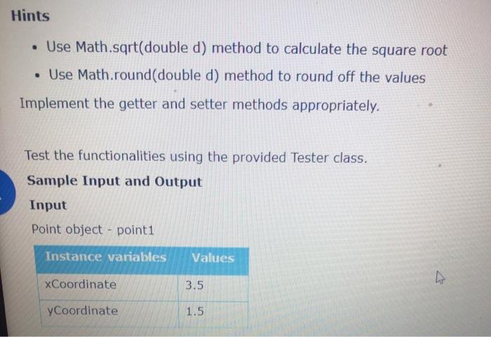 Solved The Point class is used for representing a point with | Chegg.com