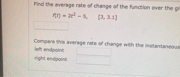 Solved Find the average rate of change of the function over | Chegg.com
