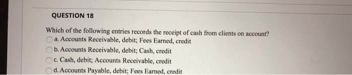 Solved QUESTION 18 Which Of The Following Entries Records