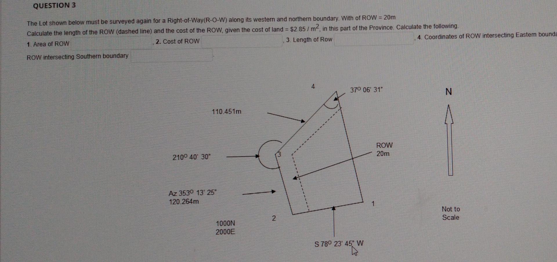 Solved QUESTION 3 The Lot shown below must be surveyed again | Chegg.com