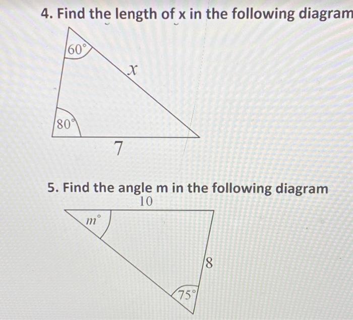 Solved 4. Find the length of x in the following diagram 160° | Chegg.com