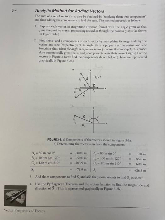 Solved FGURE 3-1. a) Three vectors. b) The sum of the | Chegg.com