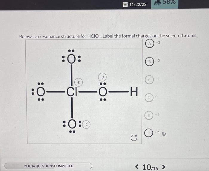 Solved Below is a resonance structure for HClO4. Label the | Chegg.com