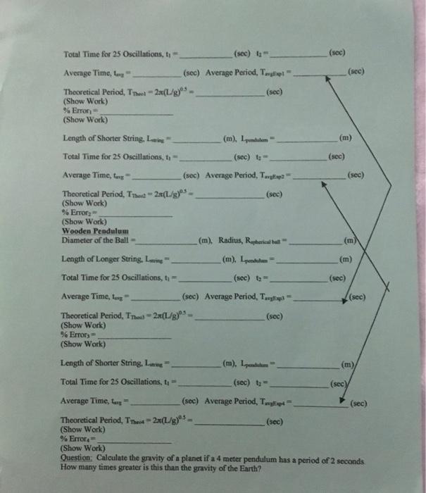 Solved Lab 6 Harmonic Motion \& Simple Pendulums Purpose