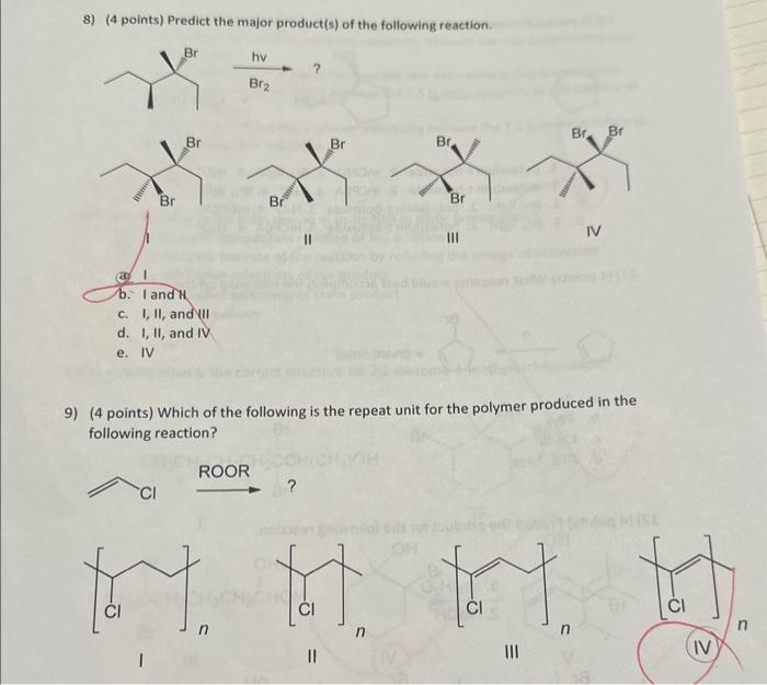 Solved 6) (4 Points) For The Reaction Below, Select The | Chegg.com