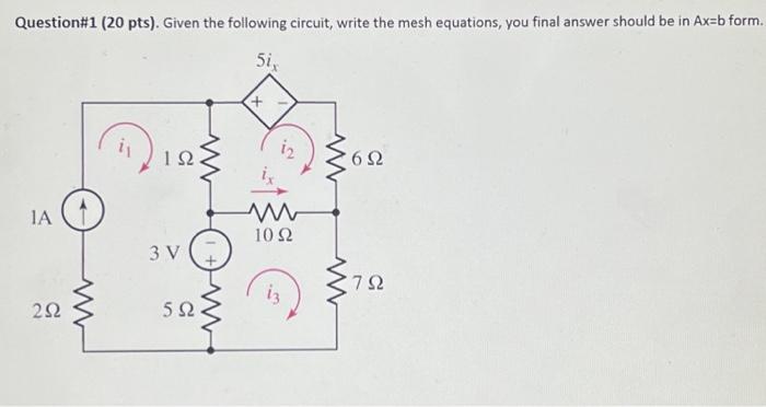 Solved Question\#1 (20 Pts). Given The Following Circuit, | Chegg.com