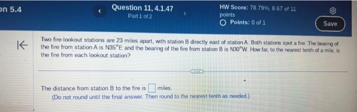 Solved Two Fire Lookout Stations Are 23 Miles Apart, With | Chegg.com