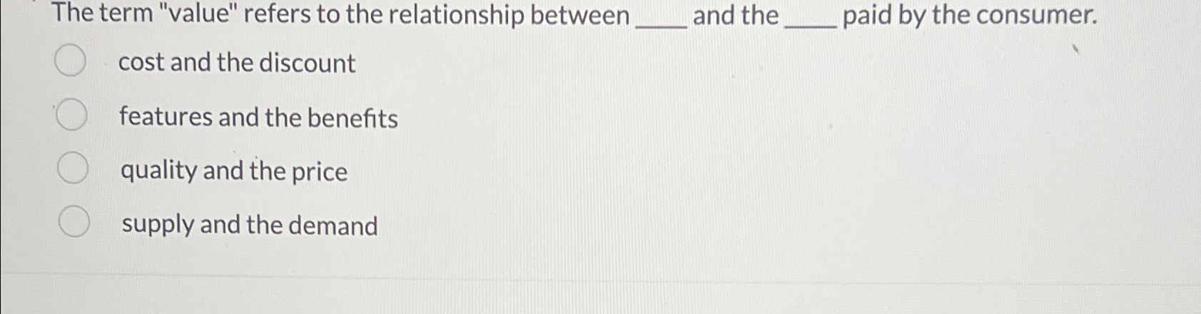 Solved The term "value" refers to the relationship between | Chegg.com