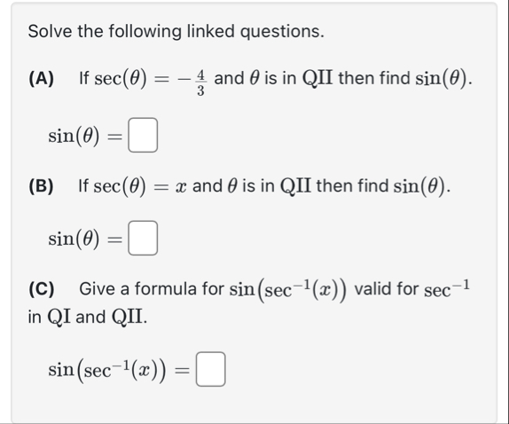 Solved Solve the following linked questions.(A) ﻿If | Chegg.com