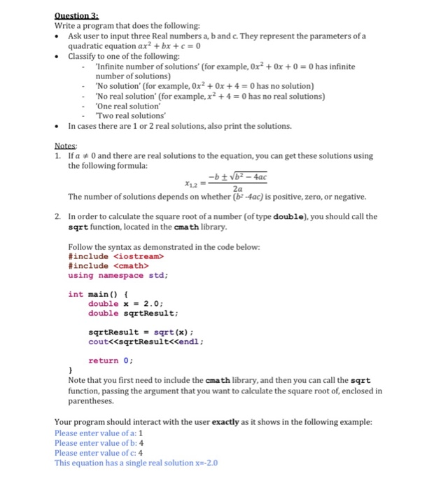 Solved Question 3: Write a program that does the following: | Chegg.com