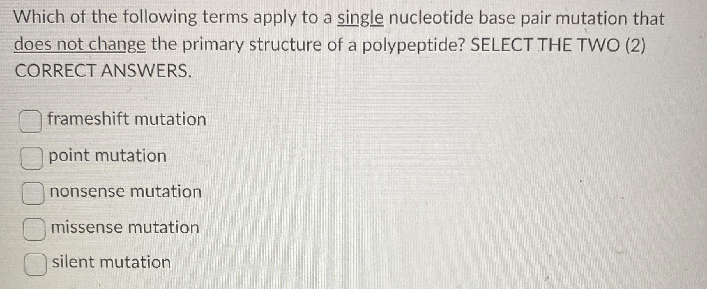 Solved Which of the following terms apply to a single