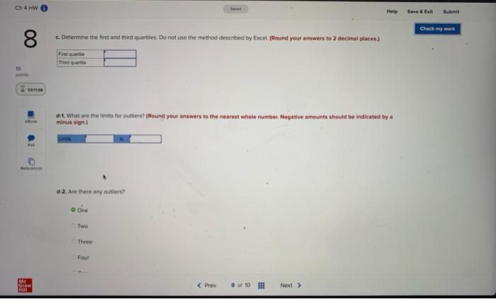 Solved Ch 4 HW Help Save & Exit Submit Check my work 8 10 | Chegg.com