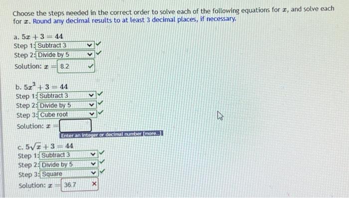 Solved Choose the steps needed in the correct order to solve | Chegg.com
