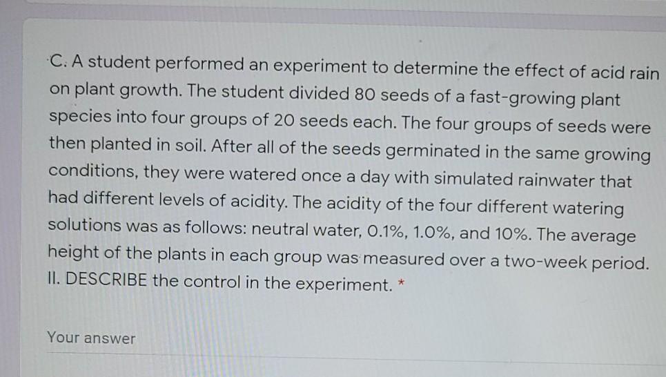 Solved C. A student performed an experiment to determine the | Chegg.com