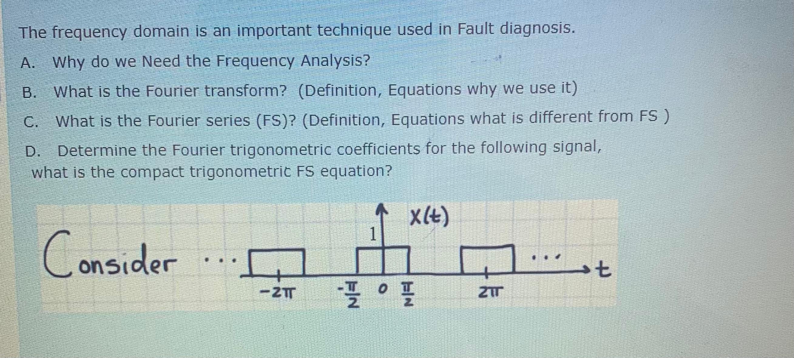 Solved The frequency domain is an important technique used | Chegg.com