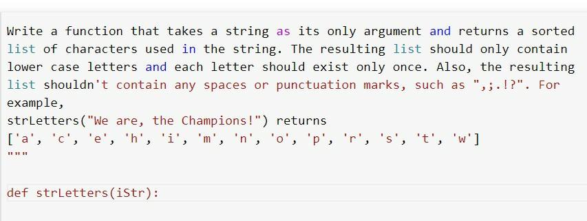 Solved Write a function that takes a string as its only | Chegg.com