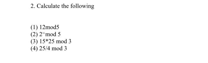 calculate 15   12 (mod 5)
