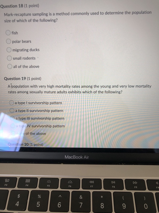 Solved Question 18 (1 Point) Mark-recapture Sampling Is A | Chegg.com