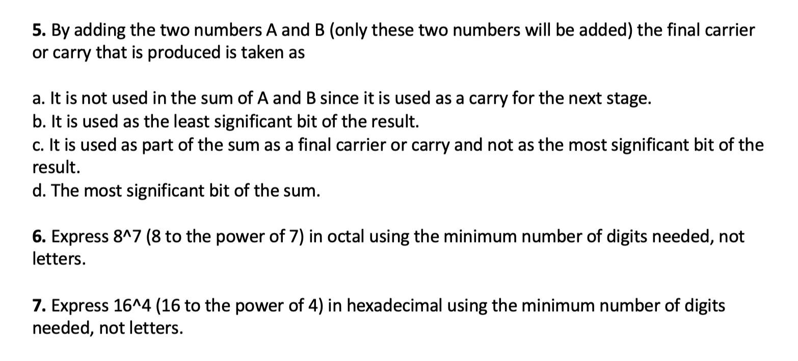 Solved By Adding The Two Numbers A And B (only These Two | Chegg.com