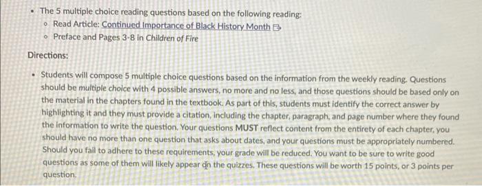 - The 5 multiple choice reading questions based on | Chegg.com