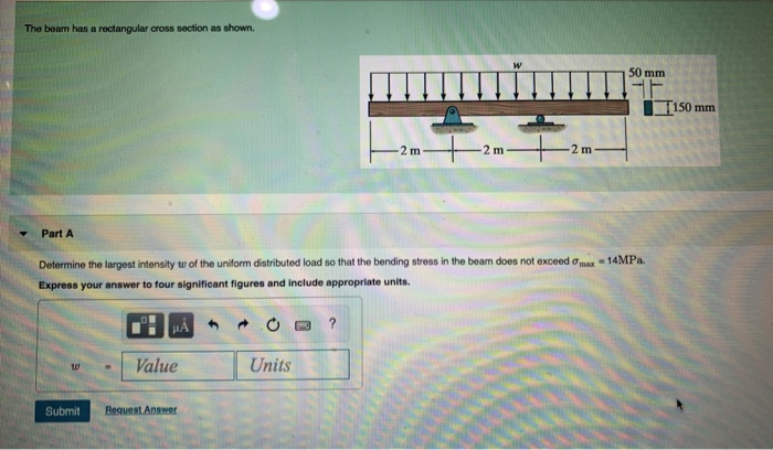 Solved The beam has a rectangular cross section as shown 50 | Chegg.com
