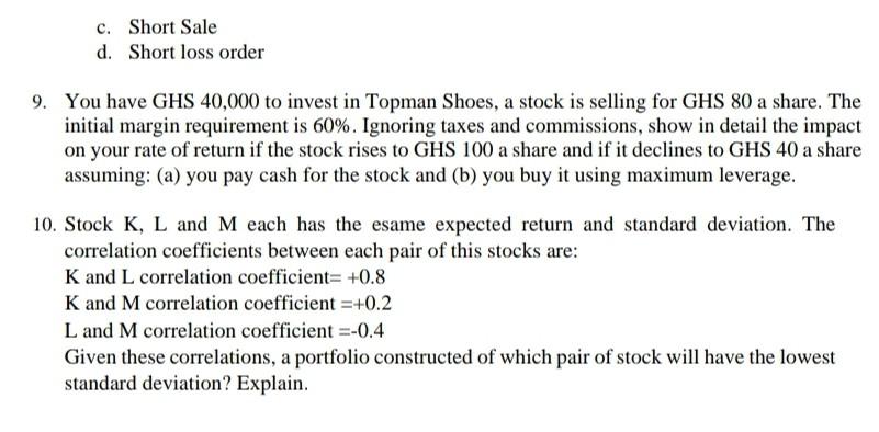 Solved 1. Given Investments A And B Below With The Following | Chegg.com