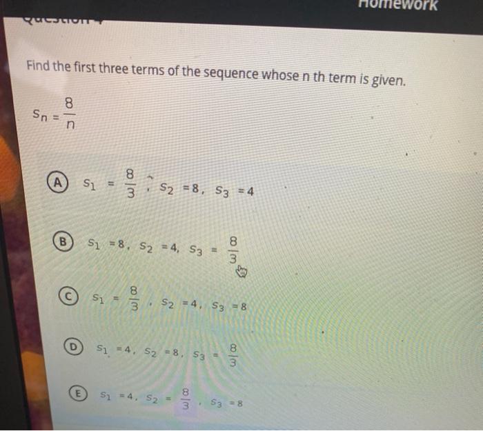 Solved ACCOM Find the first three terms of the sequence | Chegg.com