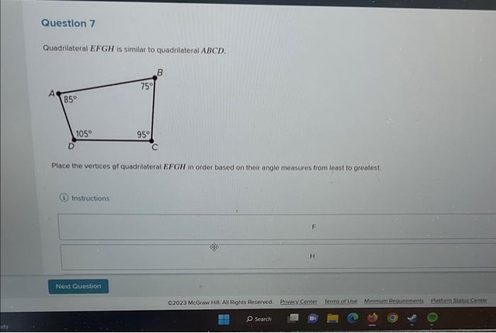 Solved Quadrilateral Efgh Is Similar To Quadrilateral Abcd 2983