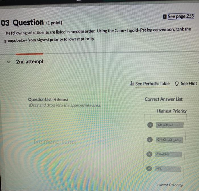 Solved See page 259 03 Question (1 point) The following | Chegg.com