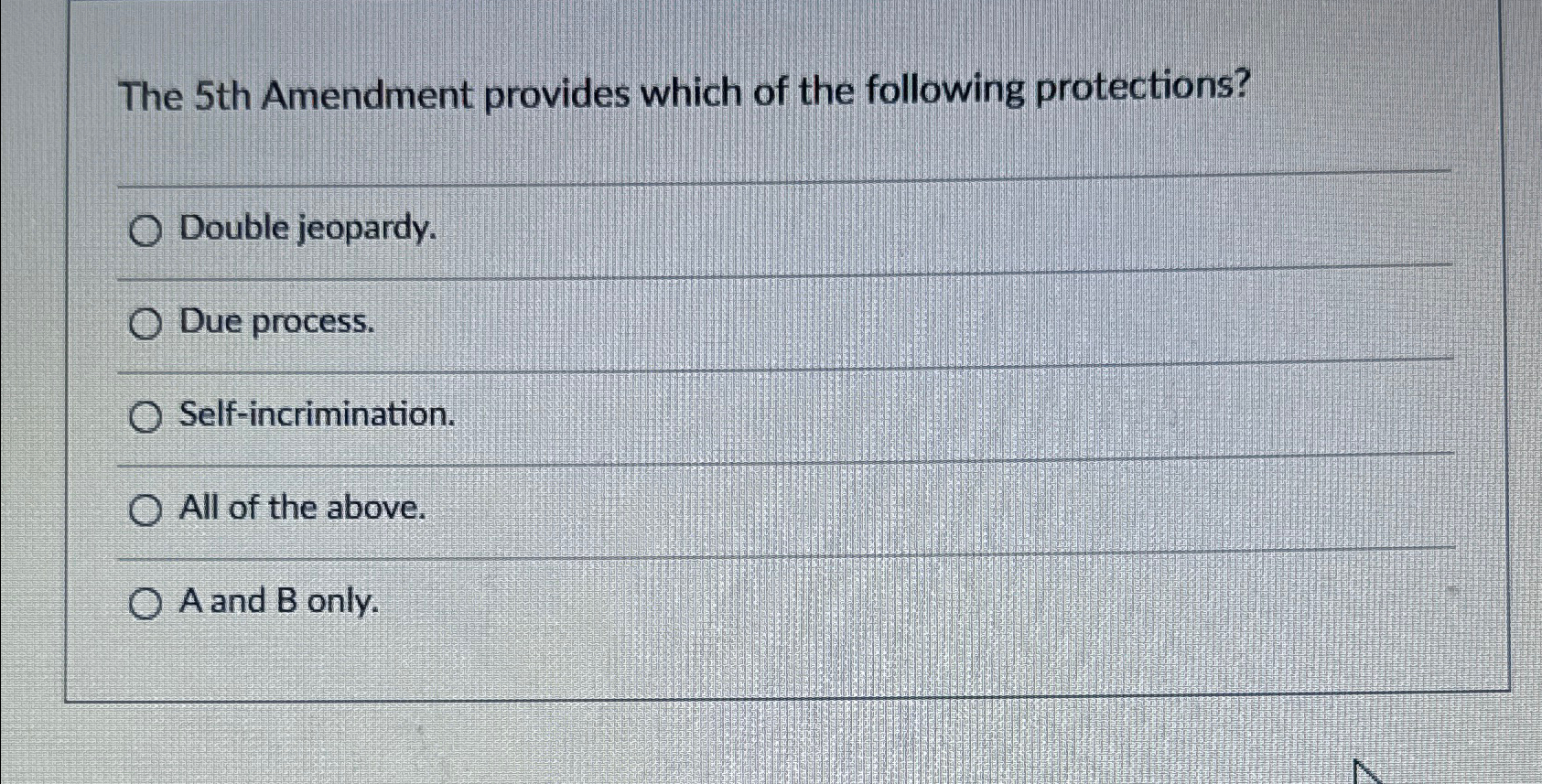 Solved The 5 ﻿th Amendment provides which of the following | Chegg.com