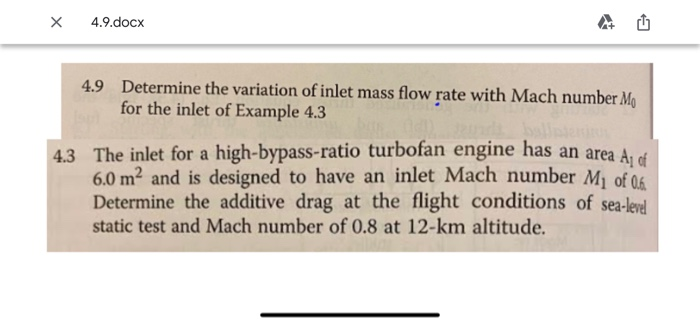 X 4.9.docx 4.9 Determine the variation of inlet mass | Chegg.com