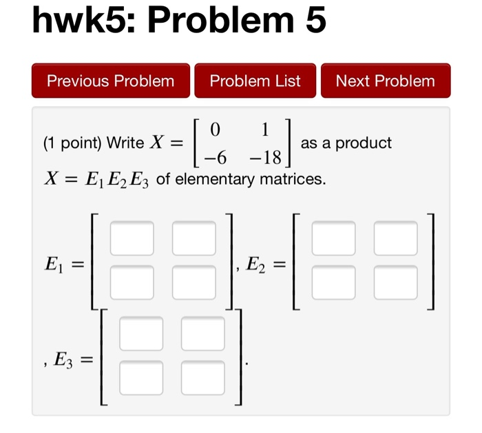 Solved hwk5: Problem 5 Previous Problem Problem List Next | Chegg.com