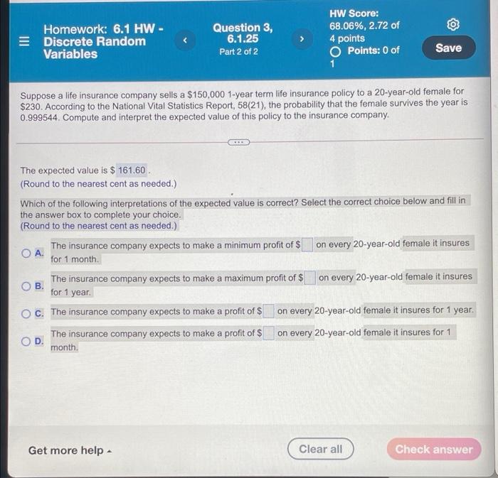 Solved Homework: 6.1 HW - = Discrete Random Variables | Chegg.com