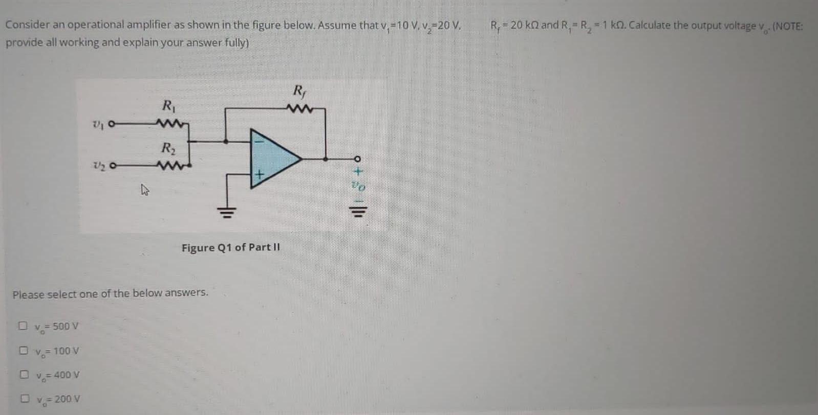 Solved Consider An Operational Amplifier As Shown In The | Chegg.com