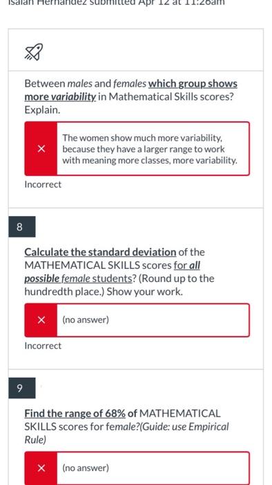 Solved Calculate the mean of MATHEMATICAL SKILLS scores for 