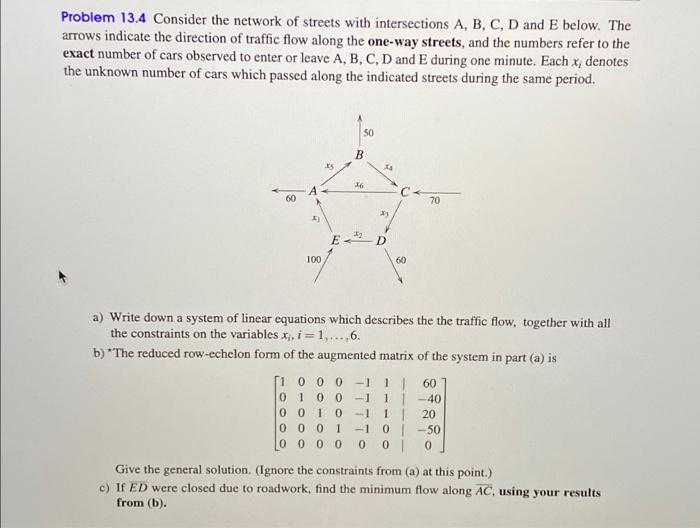 Solved Problem 13.3 Consider the network of streets with | Chegg.com
