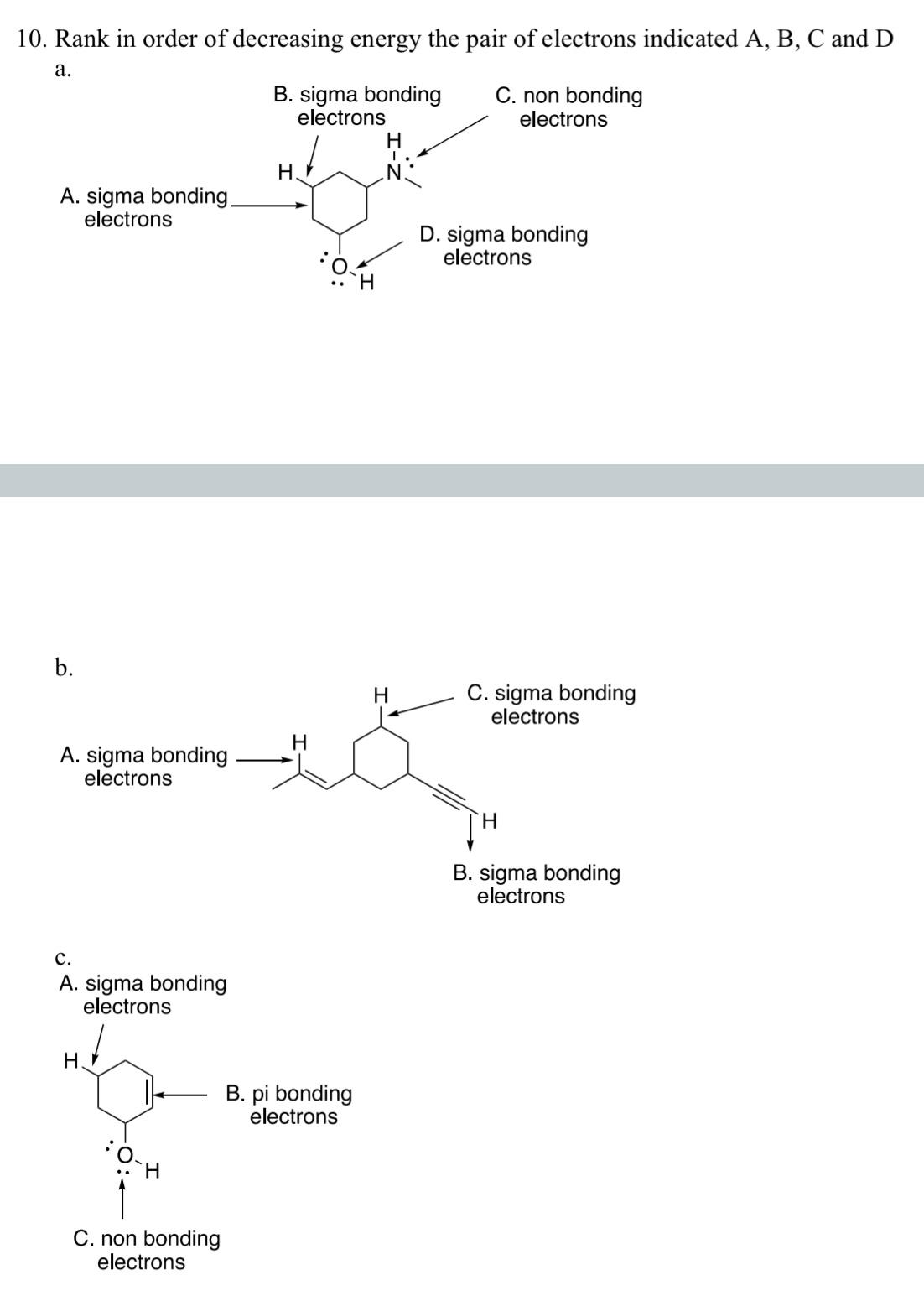 Solved Rank in order of decreasing energy the pair of | Chegg.com