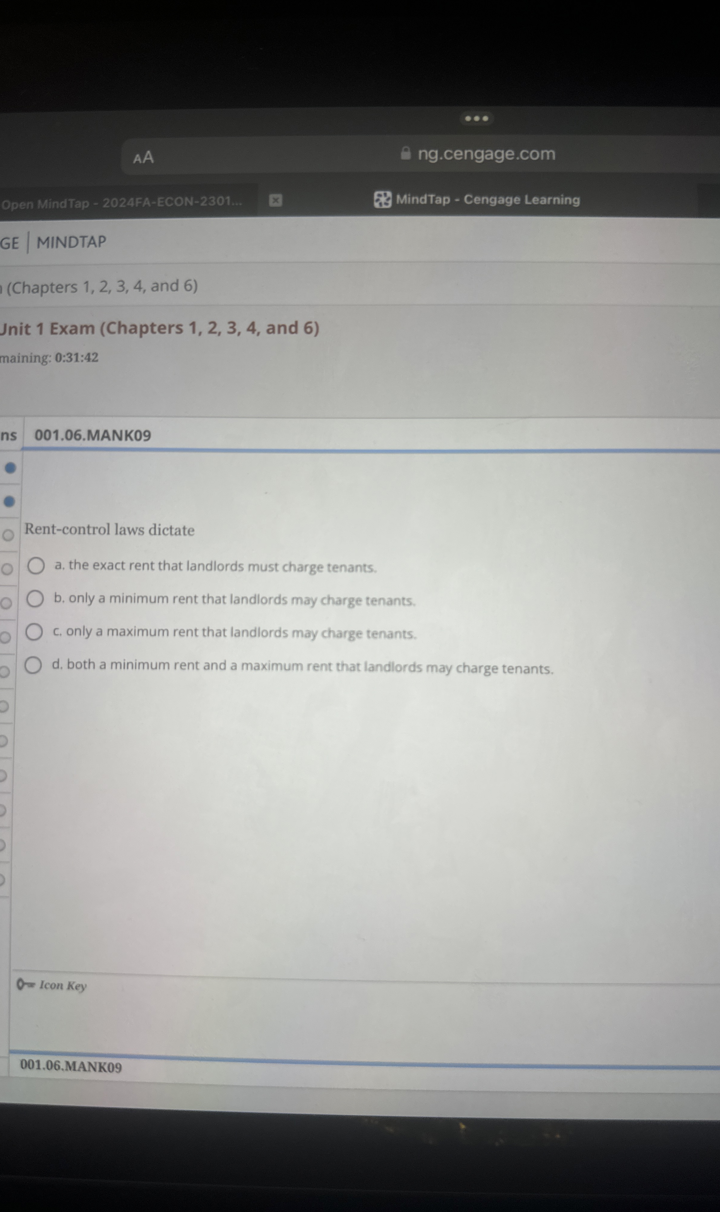 Solved 001.06.MANK09Rentcontrol laws dictatea. ﻿the exact