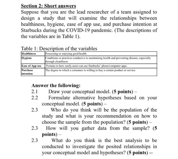 Solved Section 2: Short answers Suppose that you are the | Chegg.com
