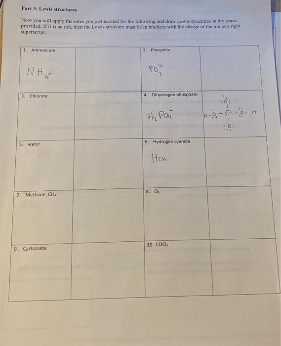 Solved part 3 lewis structure like will be given when | Chegg.com