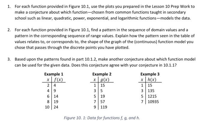 Solved 1. For each function provided in Figure 10.1, use the | Chegg.com