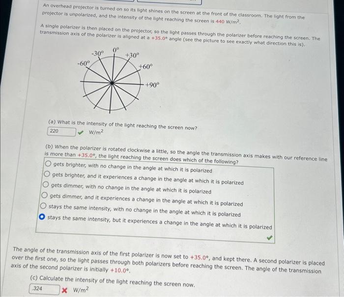 Solved An overhead projector is tumed on so its light shines | Chegg.com