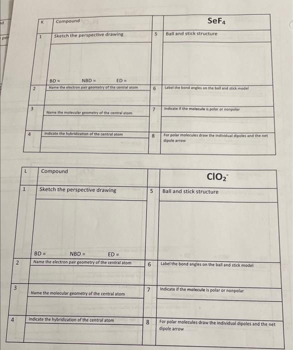 Solved Lewis Structures, Electron Geometry, Molecular | Chegg.com