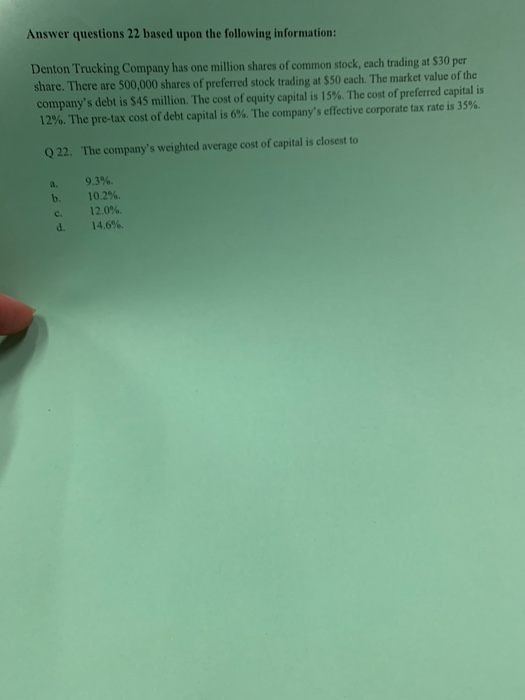 Solved Answer questions 22 based upon the following