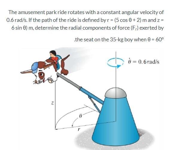 Solved The amusement park ride rotates with a constant | Chegg.com